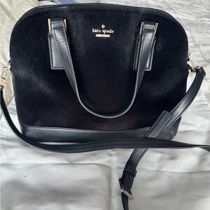 Kate Spade Black Velvet and Leather Satchel